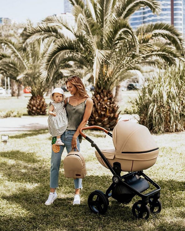 Krausman Sistema de viaje 3 in 1 Topaz Lux Beige Silla de paseo, Carrito con capazo y Silla de coche Design Made In Germany