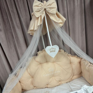 PEPPIbambini ROYAL Beige Terciopelo 11 Piezas Juego de Ropa de Cama para Cuna, 100% Algodón con bordado + Mosquitera - Imagen 4