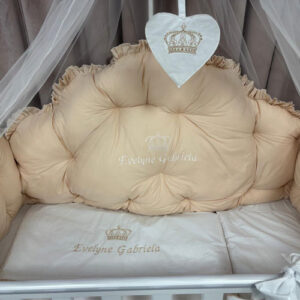 PEPPIbambini ROYAL Beige Terciopelo 11 Piezas Juego de Ropa de Cama para Cuna, 100% Algodón con bordado + Mosquitera - Imagen 2
