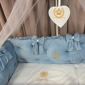PEPPIbambini ROYAL Blue Terciopelo 11 Piezas Juego de Ropa de Cama para Cuna, 100% Algodón con bordado + Mosquitera - Imagen 2
