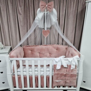 PEPPIbambini ROYAL Pink Terciopelo 11 Piezas Juego de Ropa de Cama para Cuna, 100% Algodón con bordado + Mosquitera - Imagen 4