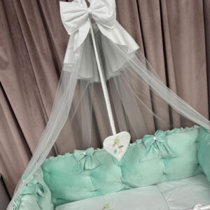 PEPPIbambini ROYAL Mint Terciopelo 11 Piezas Juego de Ropa de Cama para Cuna, 100% Algodón con bordado + Mosquitera - Imagen 5