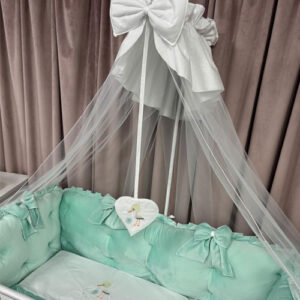PEPPIbambini ROYAL Mint Terciopelo 11 Piezas Juego de Ropa de Cama para Cuna, 100% Algodón con bordado + Mosquitera - Imagen 4
