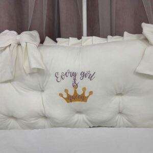 PEPPIbambini ROYAL White Terciopelo 11 Piezas Juego de Ropa de Cama para Cuna, 100% Algodón con bordado + Mosquitera - Imagen 5