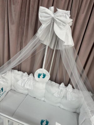 PEPPIbambini ROYAL White Terciopelo 11 Piezas Juego de Ropa de Cama para Cuna, 100% Algodón con bordado + Mosquitera - Imagen 7