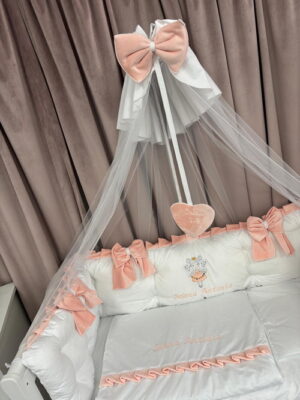 PEPPIbambini ROYAL White Somon Terciopelo 11 Piezas Juego de Ropa de Cama para Cuna, 100% Algodón con bordado + Mosquitera - Imagen 8