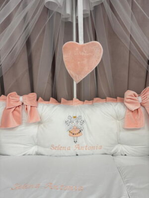 PEPPIbambini ROYAL White Somon Terciopelo 11 Piezas Juego de Ropa de Cama para Cuna, 100% Algodón con bordado + Mosquitera - Imagen 5