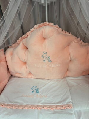 PEPPIbambini ROYAL Somon Terciopelo 11 Piezas Juego de Ropa de Cama para Cuna, 100% Algodón con bordado + Mosquitera - Imagen 3