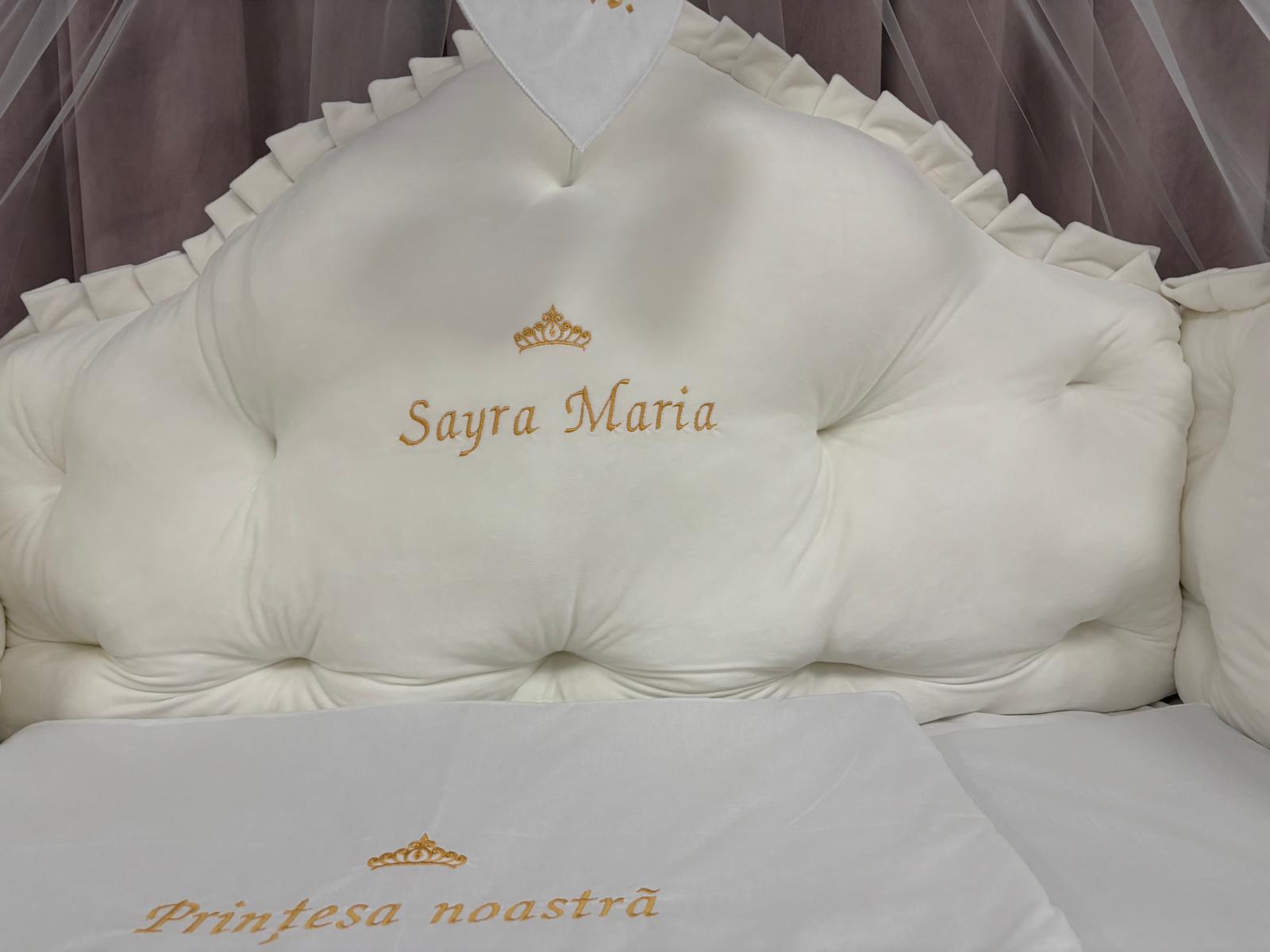 PEPPIbambini ROYAL White Terciopelo 11 Piezas Juego de Ropa de Cama para Cuna, 100% Algodón con bordado + Mosquitera - Imagen 8